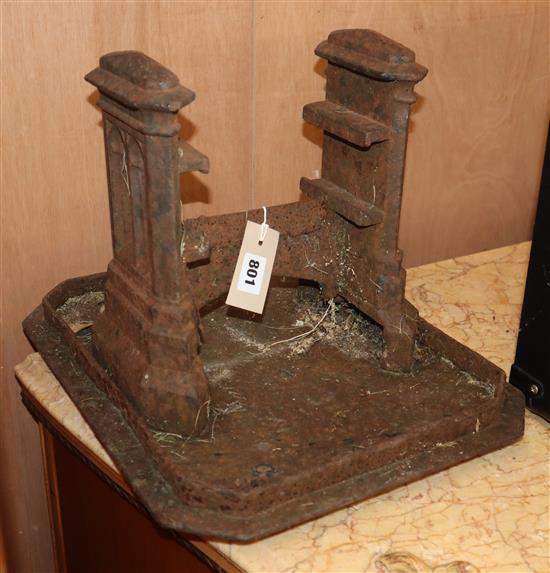 A Victorian Gothic cast iron boot scraper H.30cm